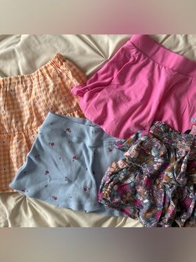 Mixed Girls' Skirt/Skort Bundle - Orange Gingham, Pink, Blue & Floral Size 4/5